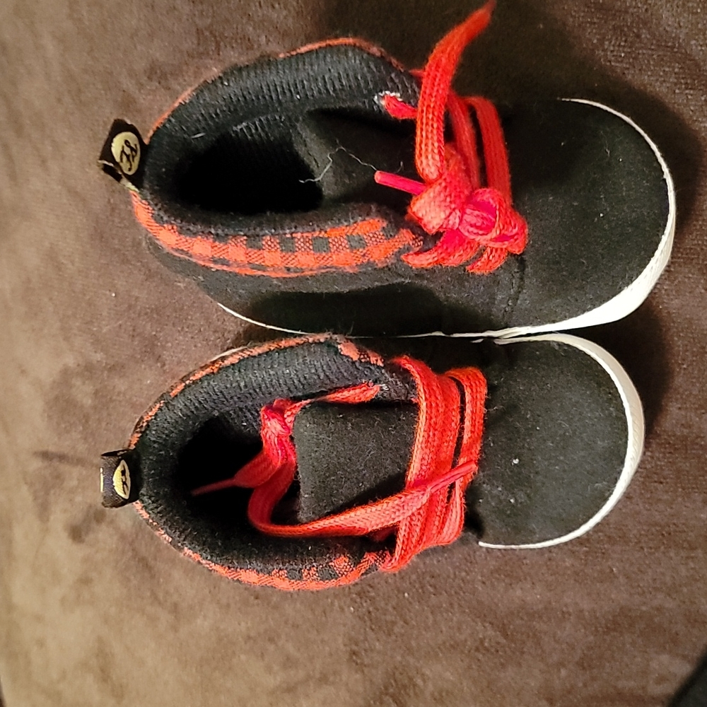 First Steps Black Pewaukee Shoes with Buffalo Plaid